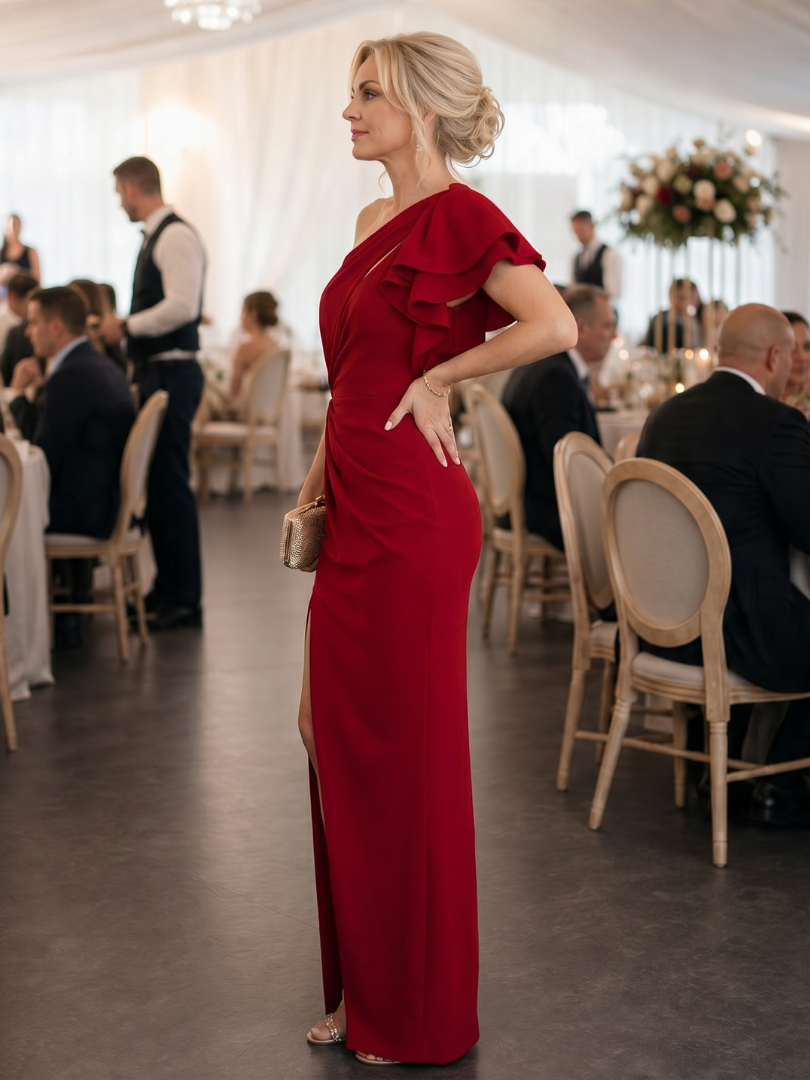 Ulrike | Vestido midi asimétrico con parte superior drapeada