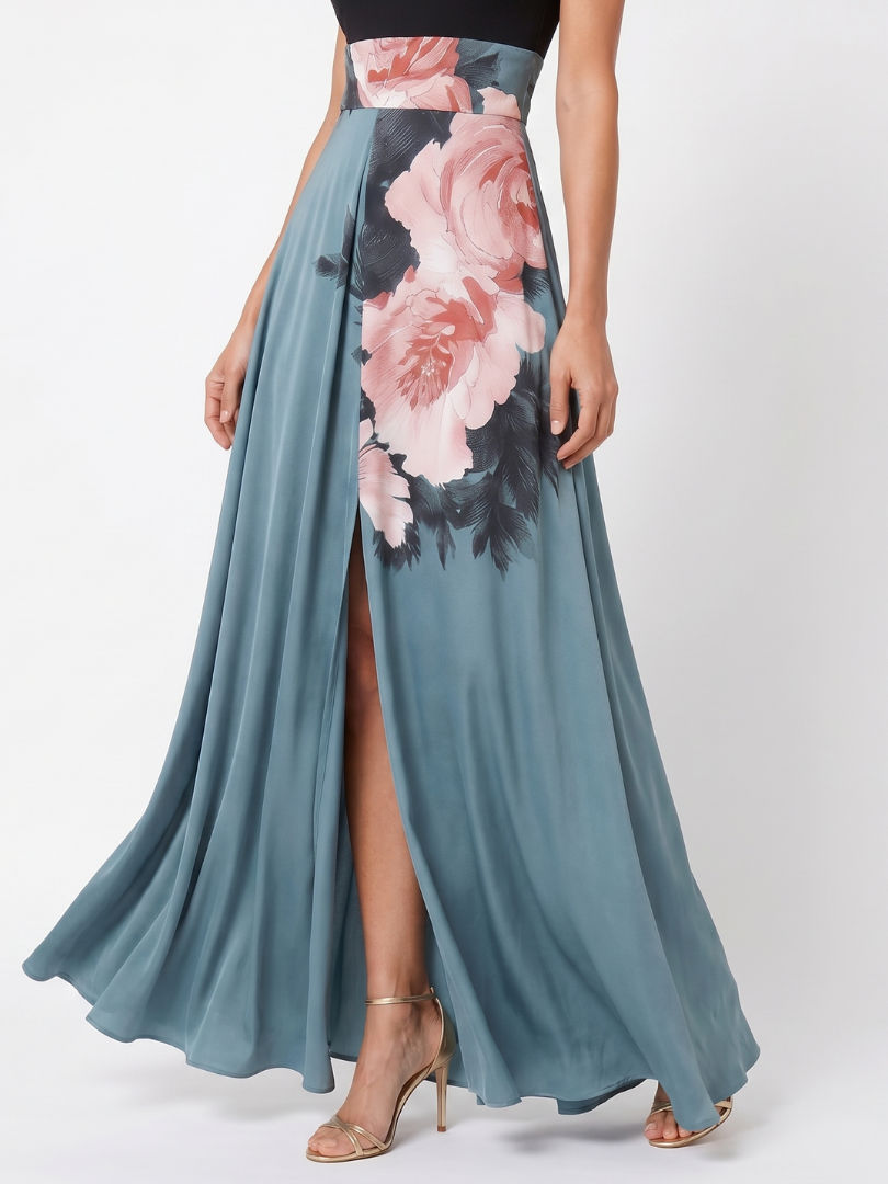Florentia | Maxi halter con falda floral