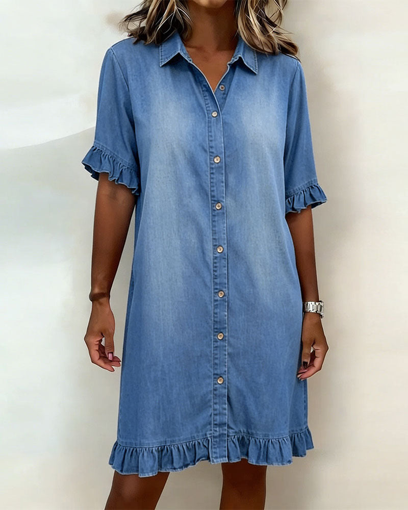 Aveline | Vestido vaquero cómodo con pliegues favorecedores