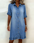 Aveline | Vestido vaquero cómodo con pliegues favorecedores