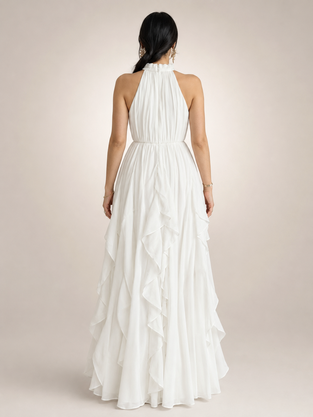 Sidonie | Vestido maxi de cuello halter en línea A