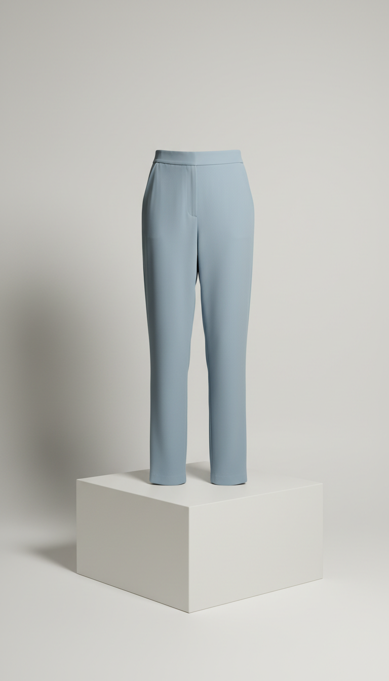 Pantalón fluido azul empolvado talle alto