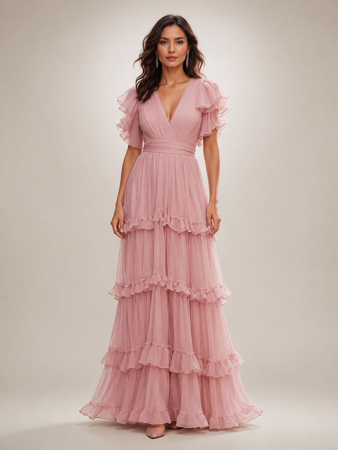 Agathe | Vestido cruzado con volantes y escote en V