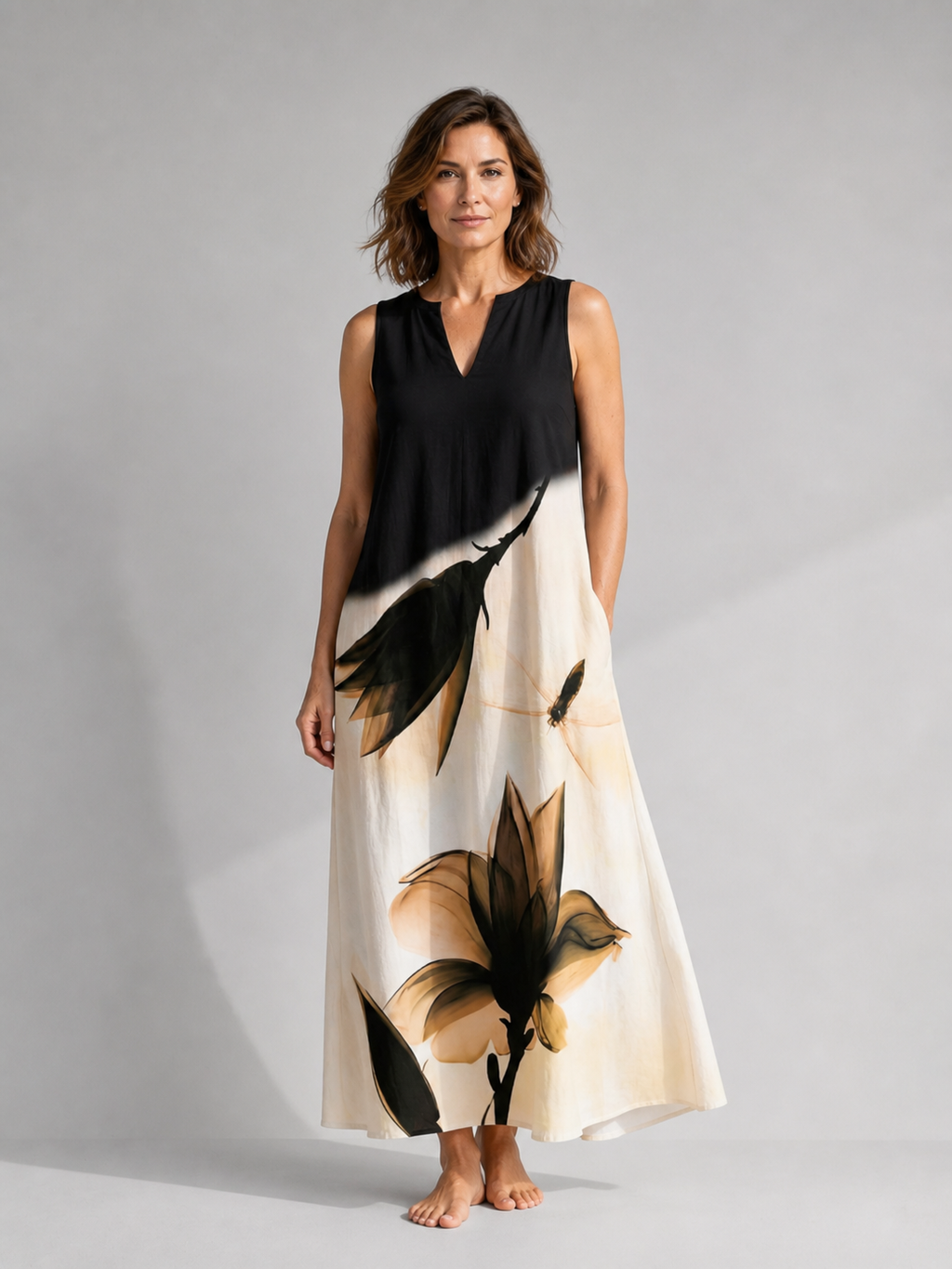 Irmgard | Vestido maxi de otoño suave