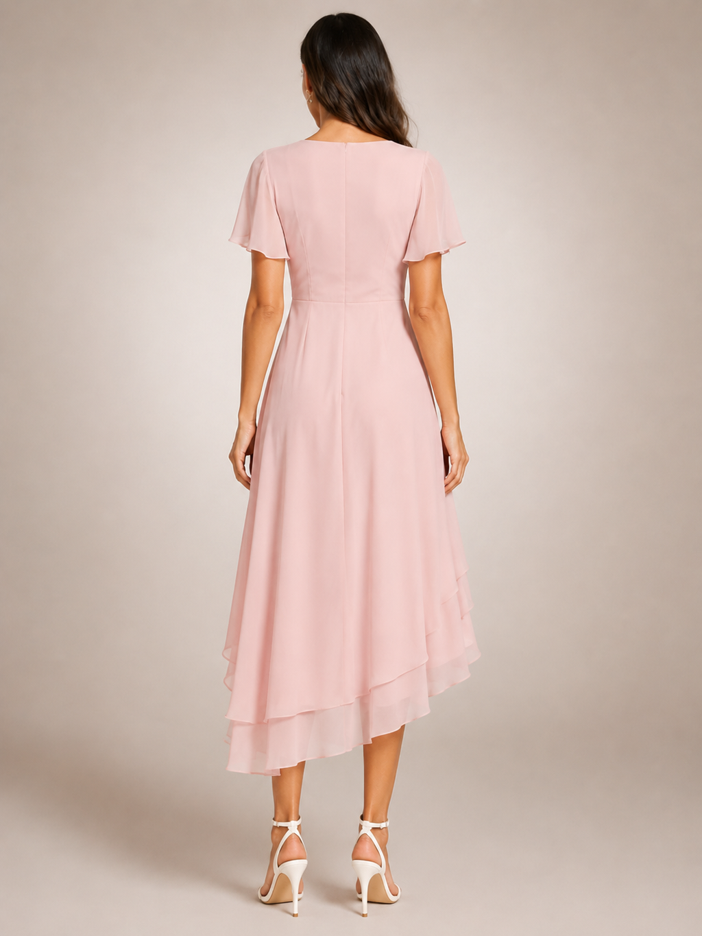 Reinhilde | Vestido maxi con bajo asimétrico y escote en V