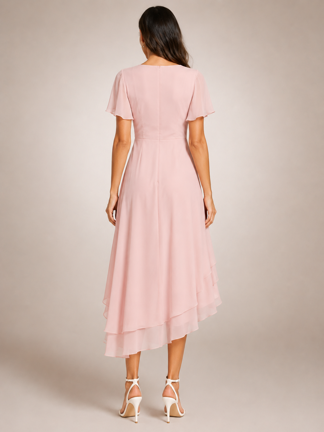 Reinhilde | Vestido maxi con bajo asimétrico y escote en V