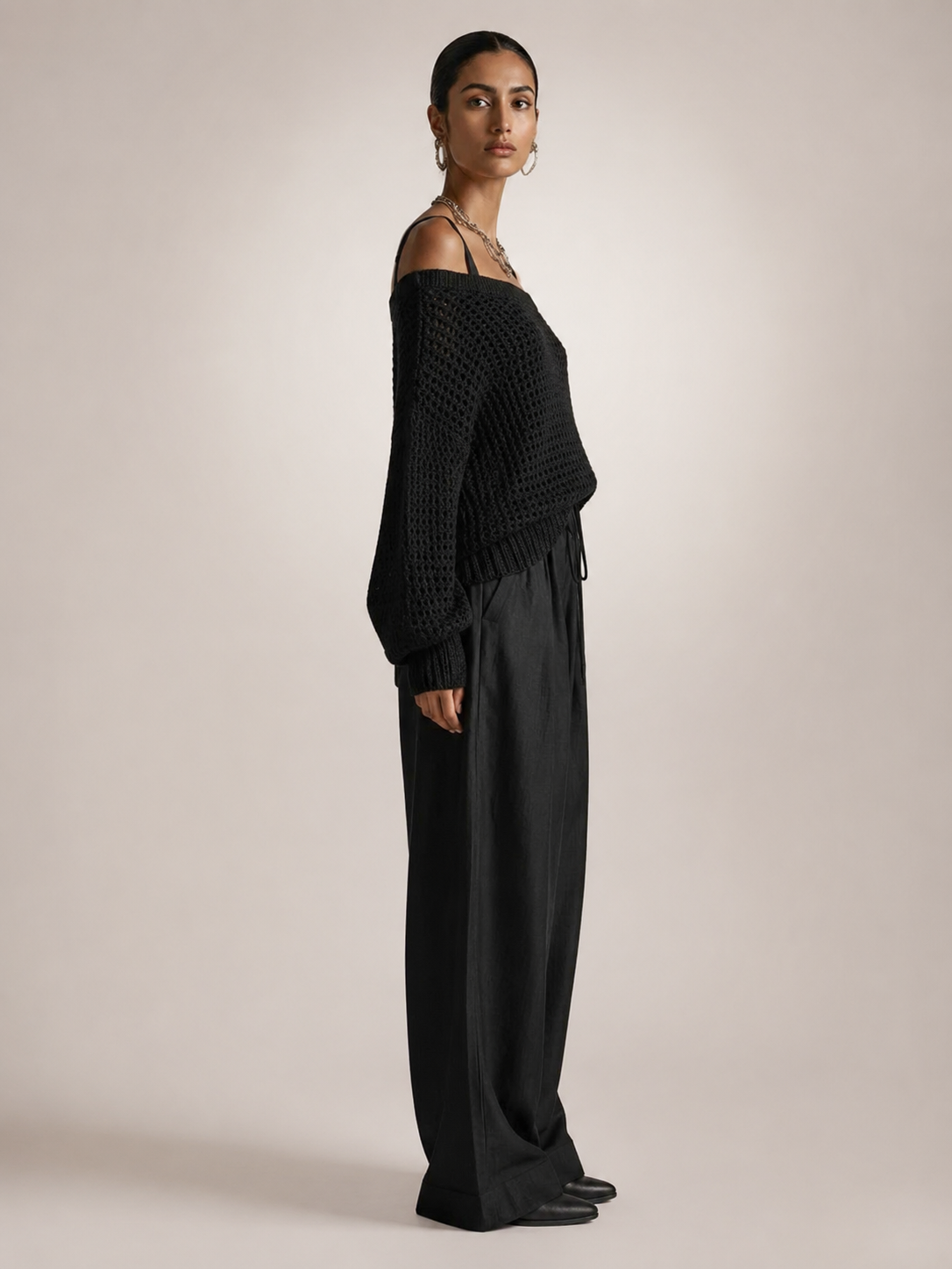 Herta | Conjunto de dos piezas off-shoulder con pantalón ancho