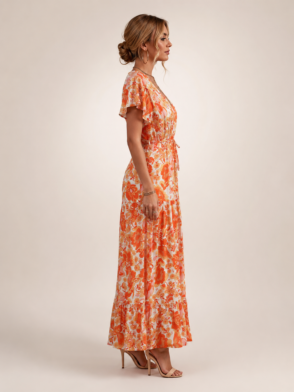 Dorothea | Vestido midi sin mangas con escote en V y volante