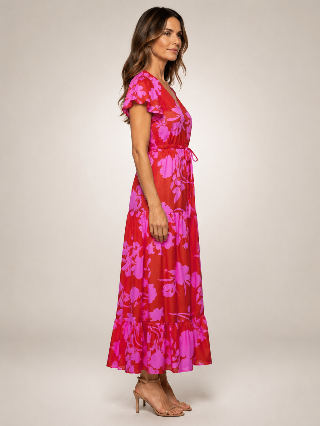 Dorothea | Vestido midi sin mangas con escote en V y volante