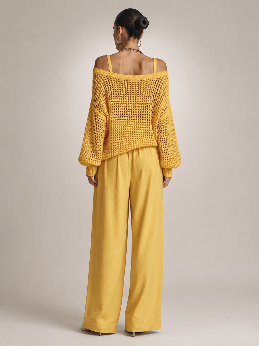 Herta | Conjunto de dos piezas off-shoulder con pantalón ancho