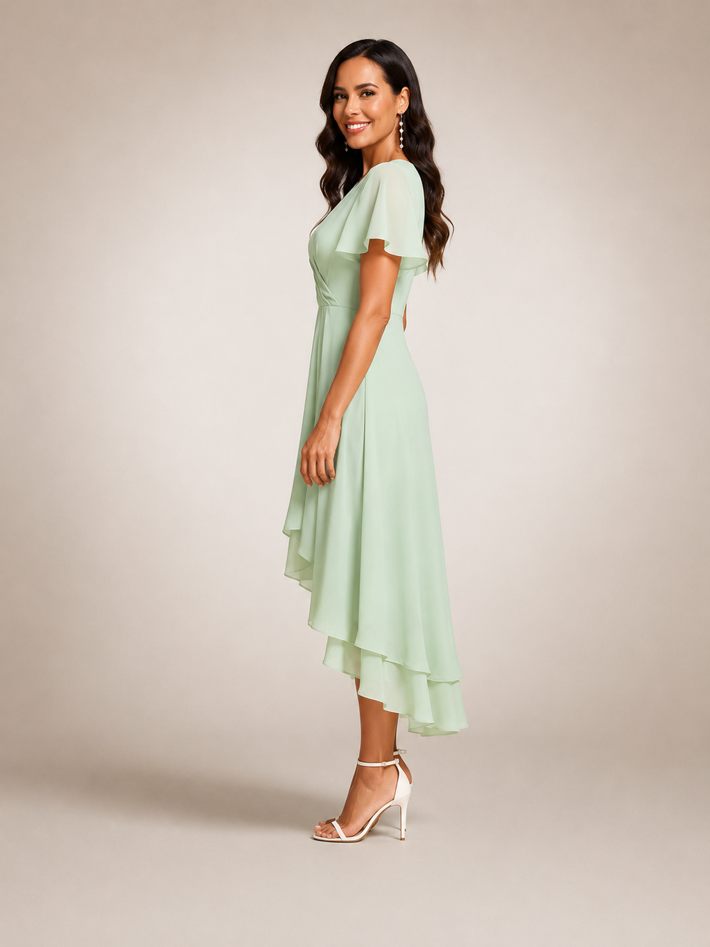Reinhilde | Vestido maxi con bajo asimétrico y escote en V