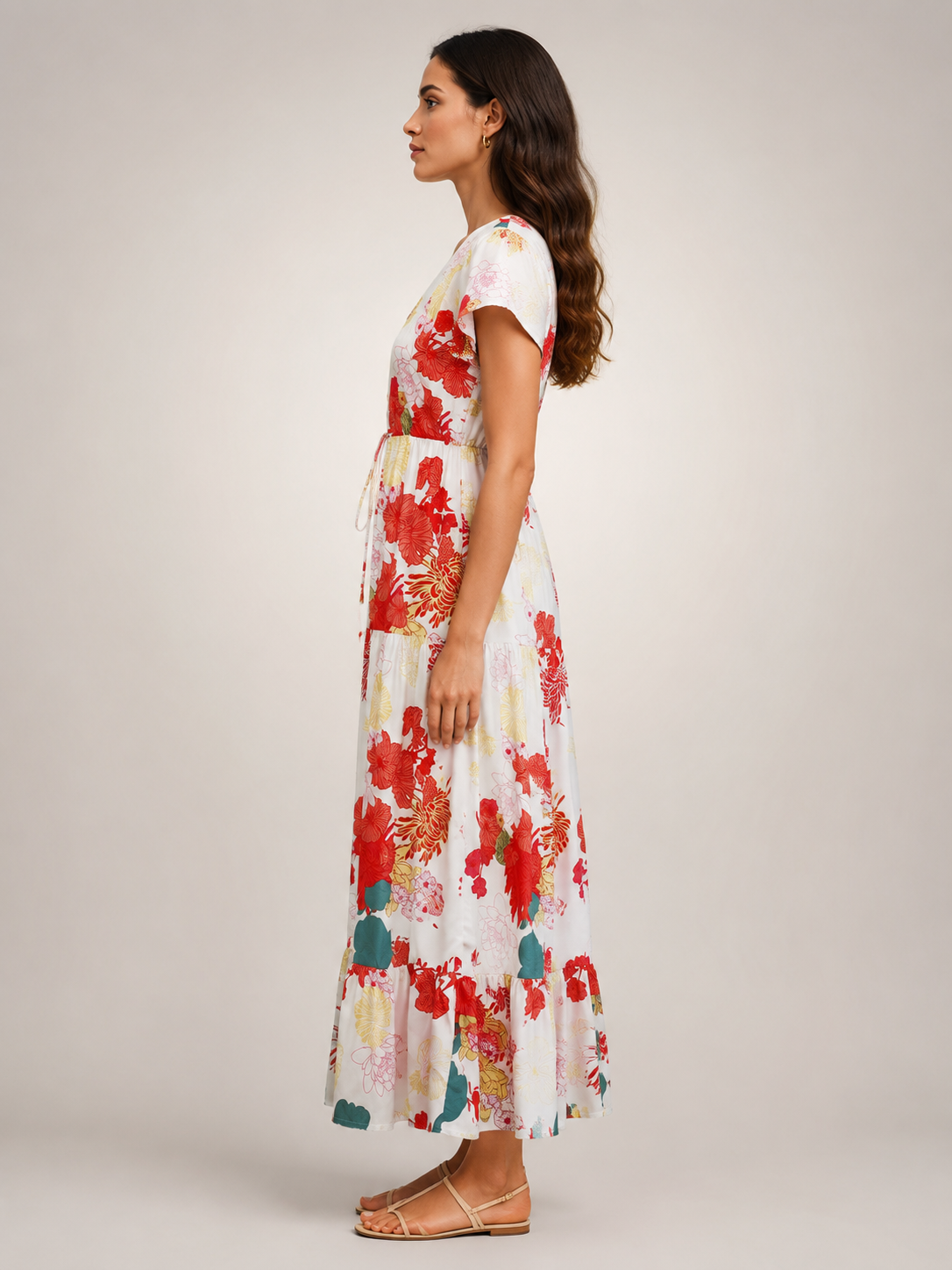 Dorothea | Vestido midi sin mangas con escote en V y volante