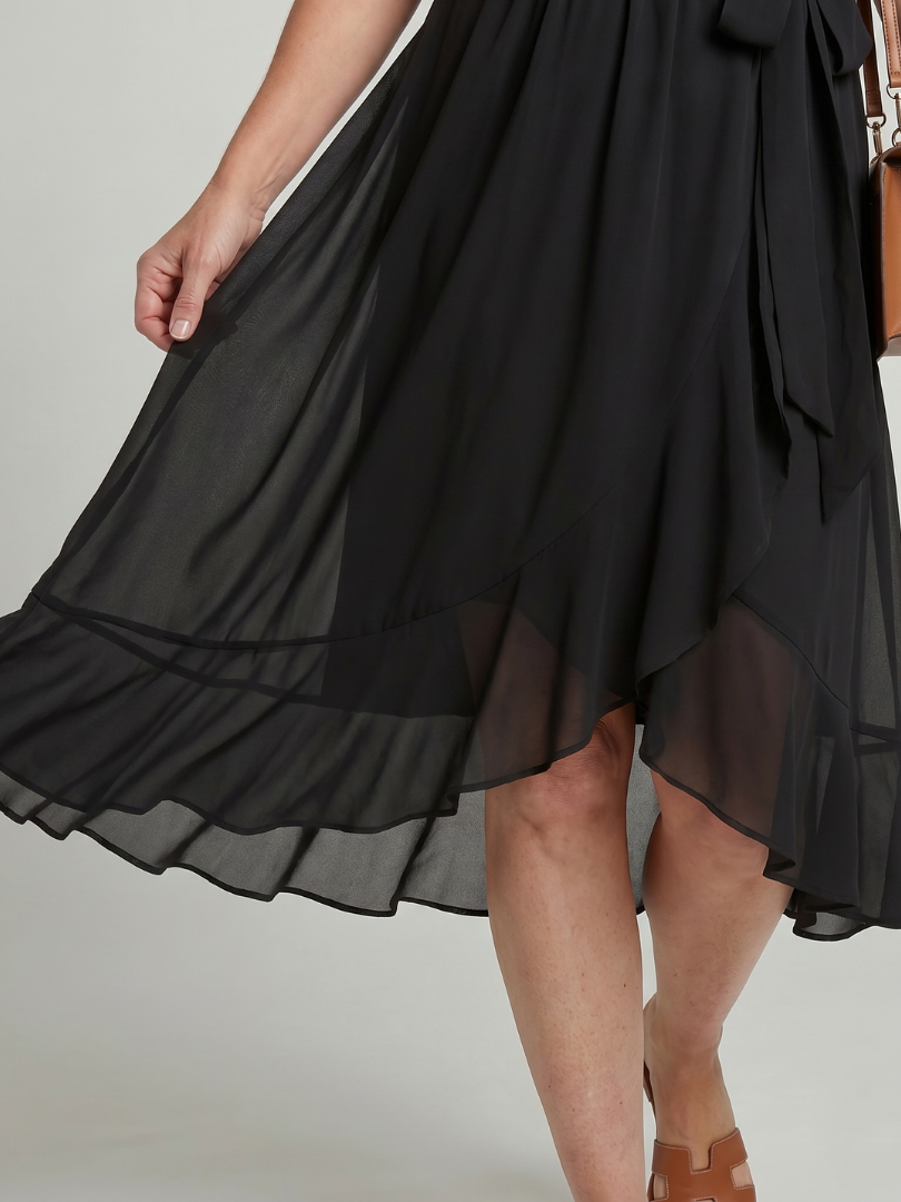 Nina | Vestido midi de efecto cruzado y bajo fluido