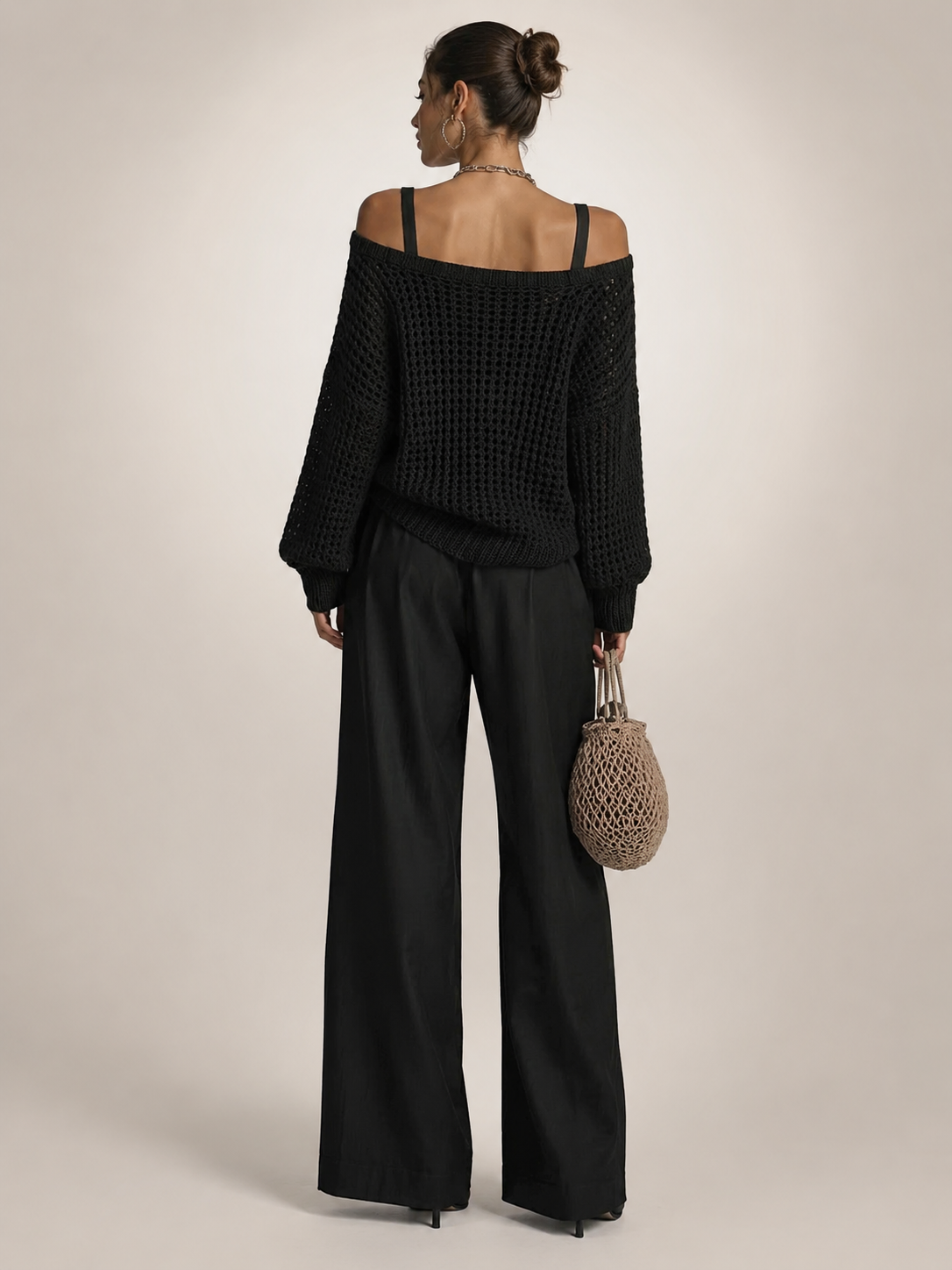 Herta | Conjunto de dos piezas off-shoulder con pantalón ancho