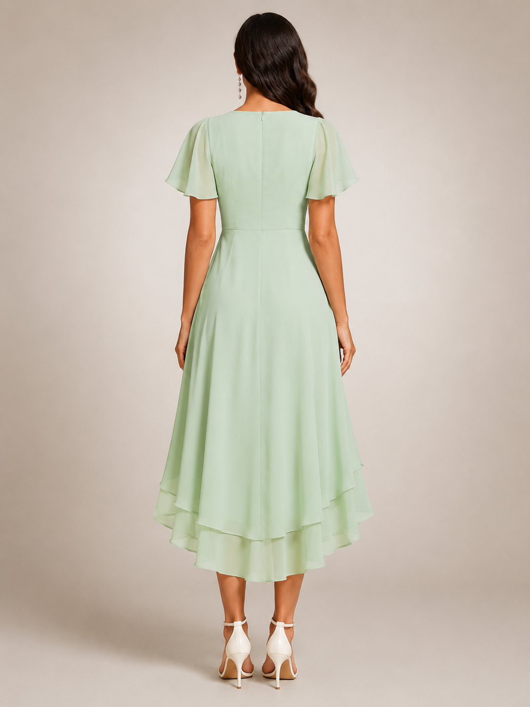 Reinhilde | Vestido maxi con bajo asimétrico y escote en V