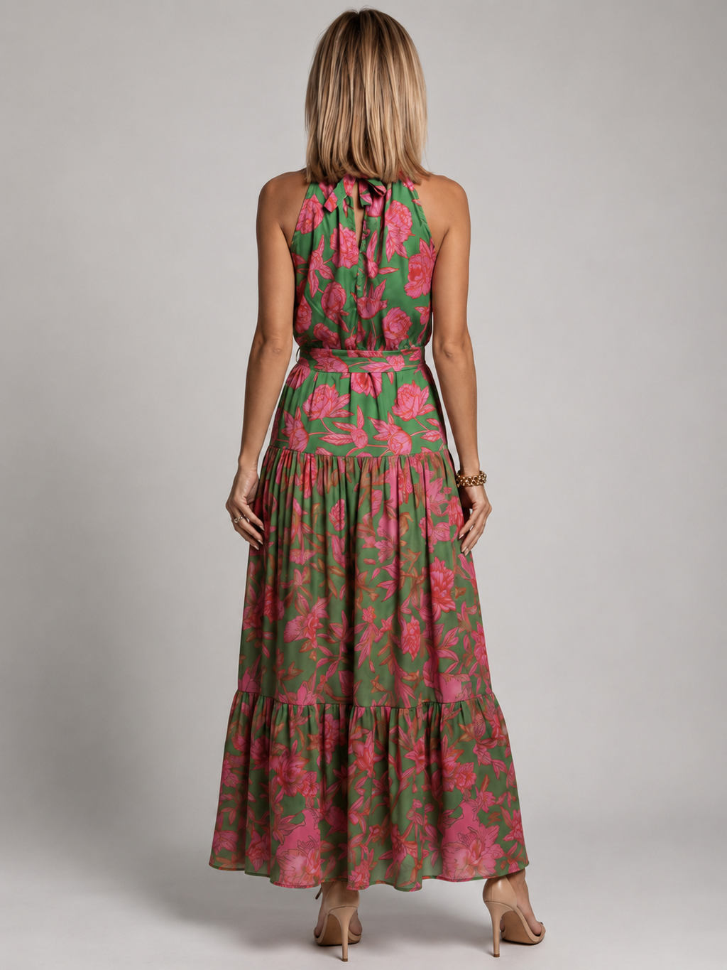 Elara | Vestido midi halter drapeado