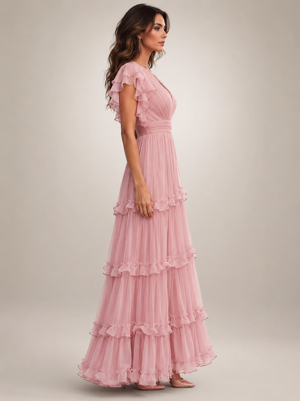 Agathe | Vestido cruzado con volantes y escote en V