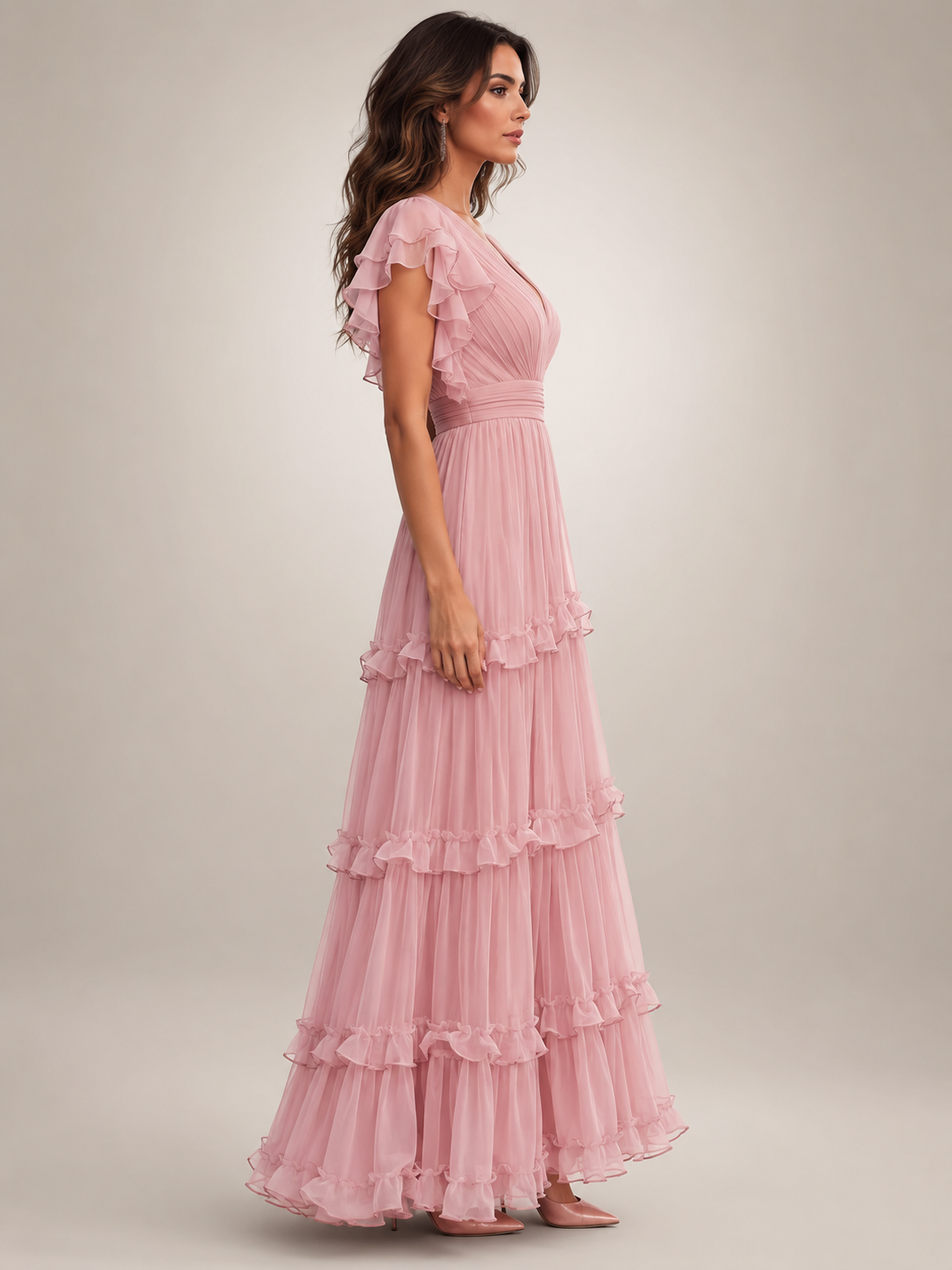 Agathe | Vestido cruzado con volantes y escote en V