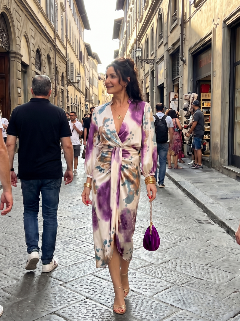 Marlies | Vestido midi cruzado con cinturón anudado
