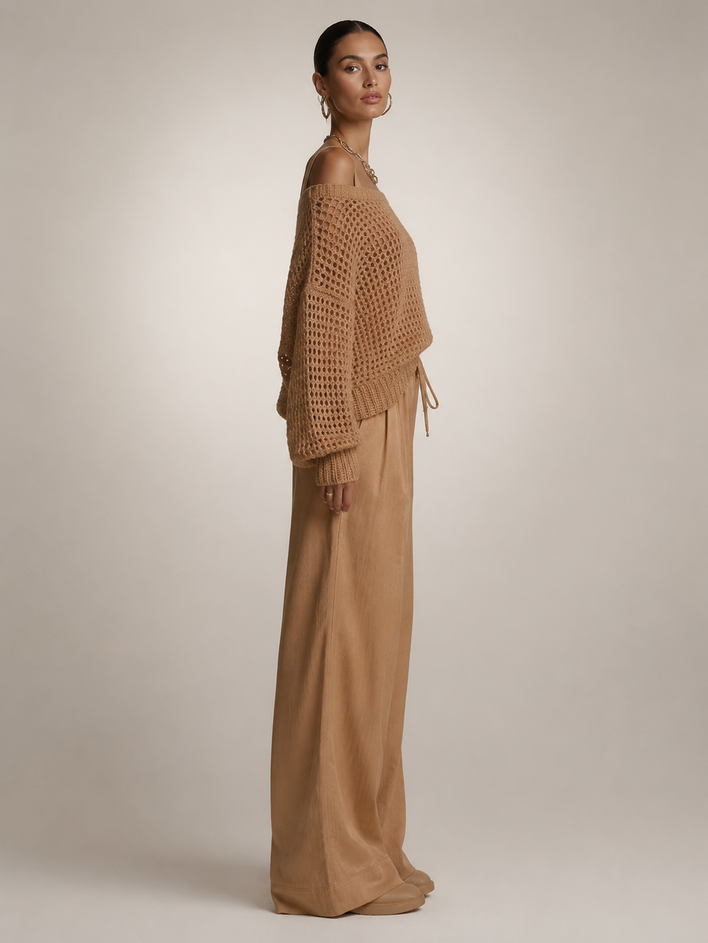 Herta | Conjunto de dos piezas off-shoulder con pantalón ancho