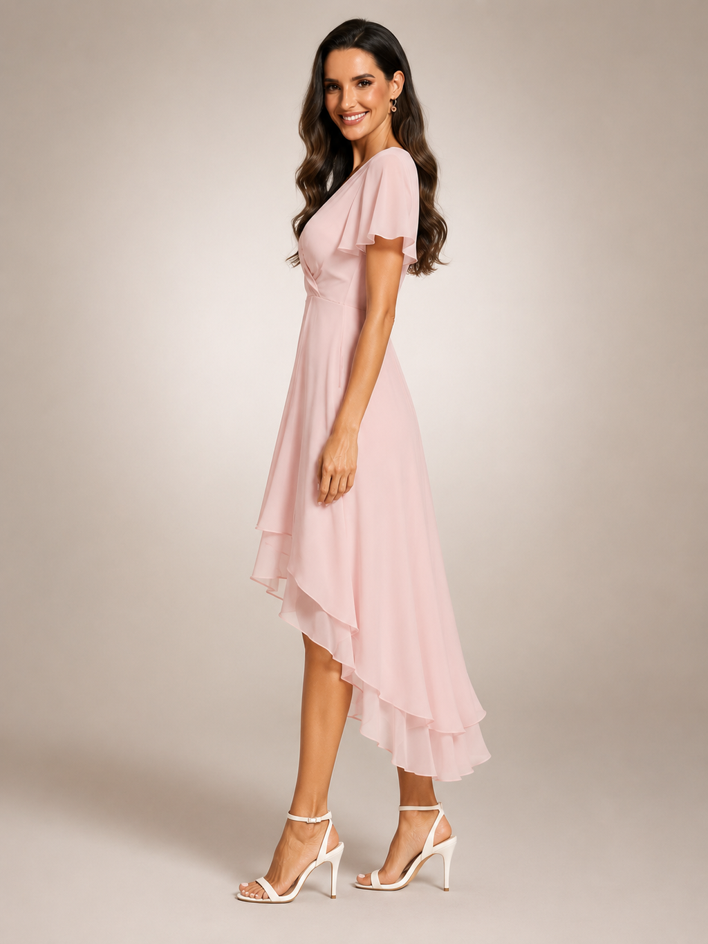 Reinhilde | Vestido maxi con bajo asimétrico y escote en V