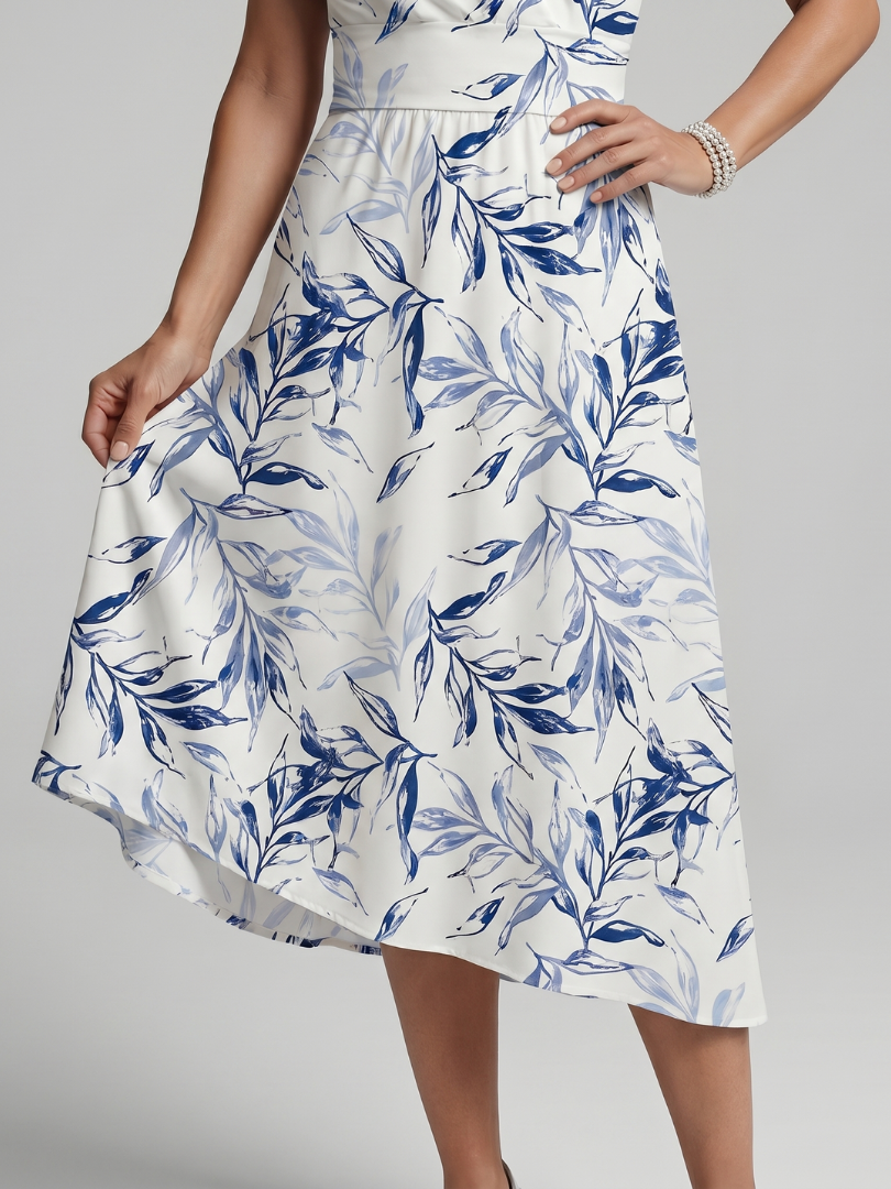 Luise | Vestido midi botánico con escote de pico