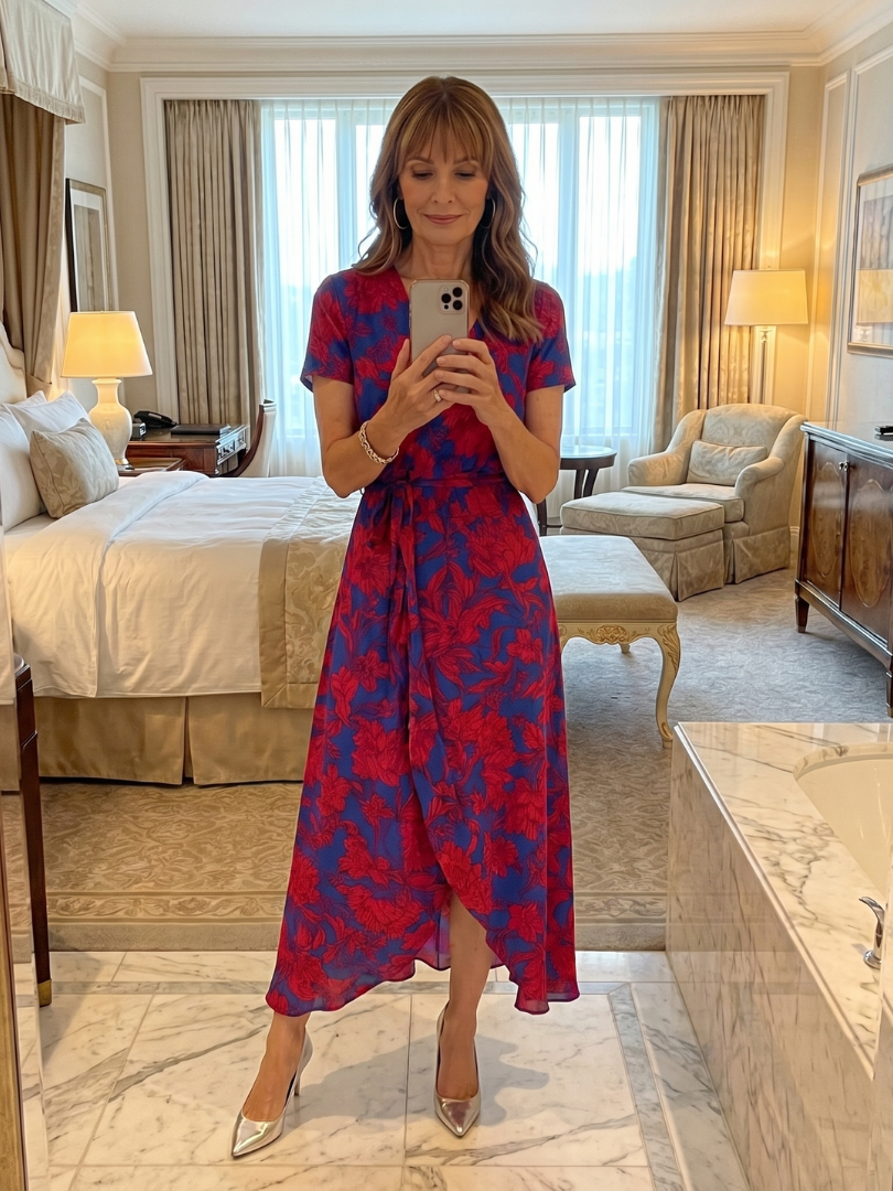 Lotte | Vestido midi cruzado floral de manga corta