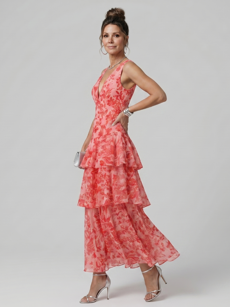 Ida | Vestido midi sin mangas con escote de pico pronunciado