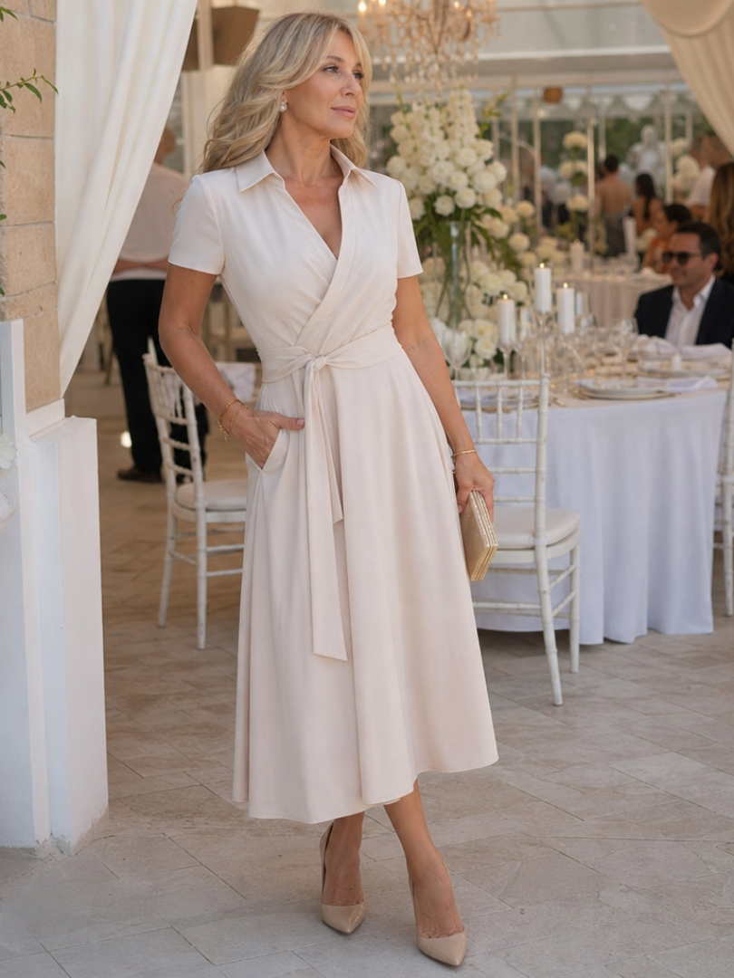 Ottilie | Vestido midi con cuello y efecto cruzado