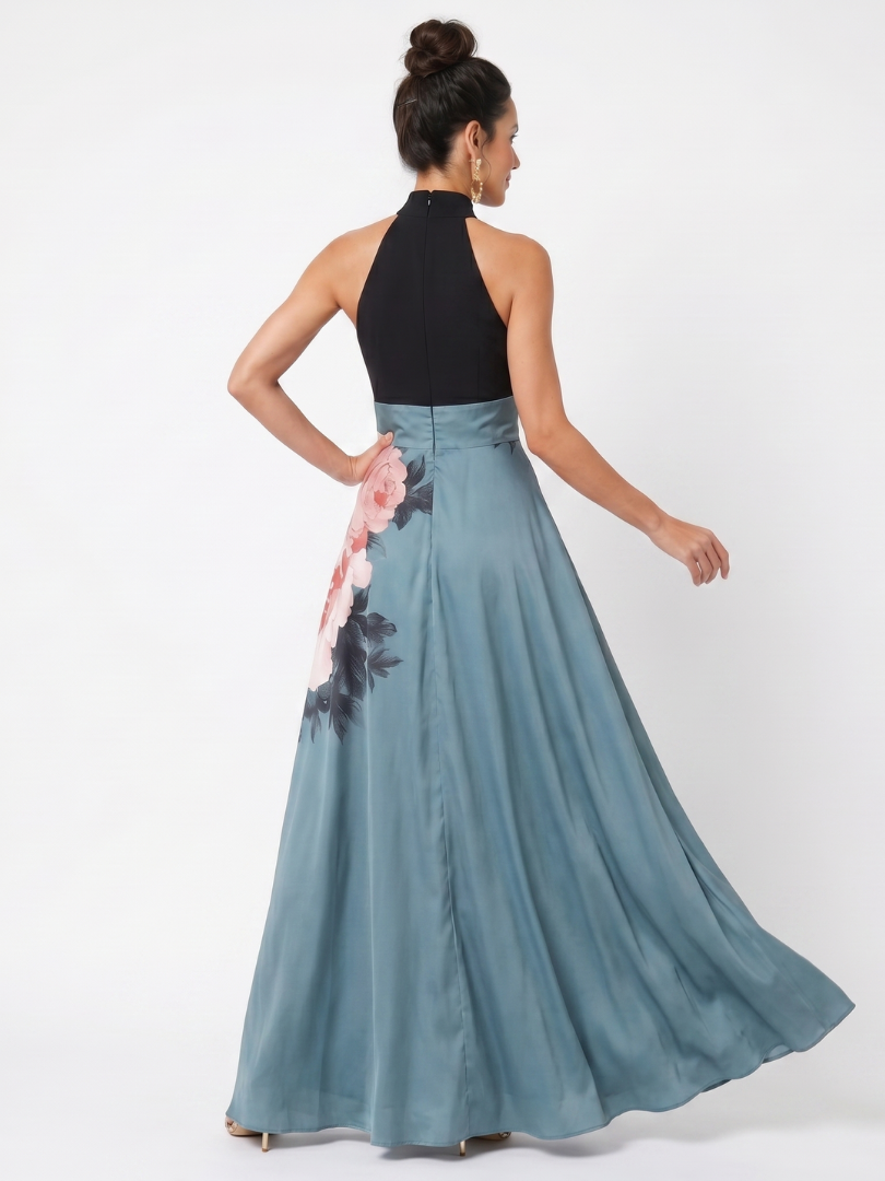 Florentia | Maxi halter con falda floral