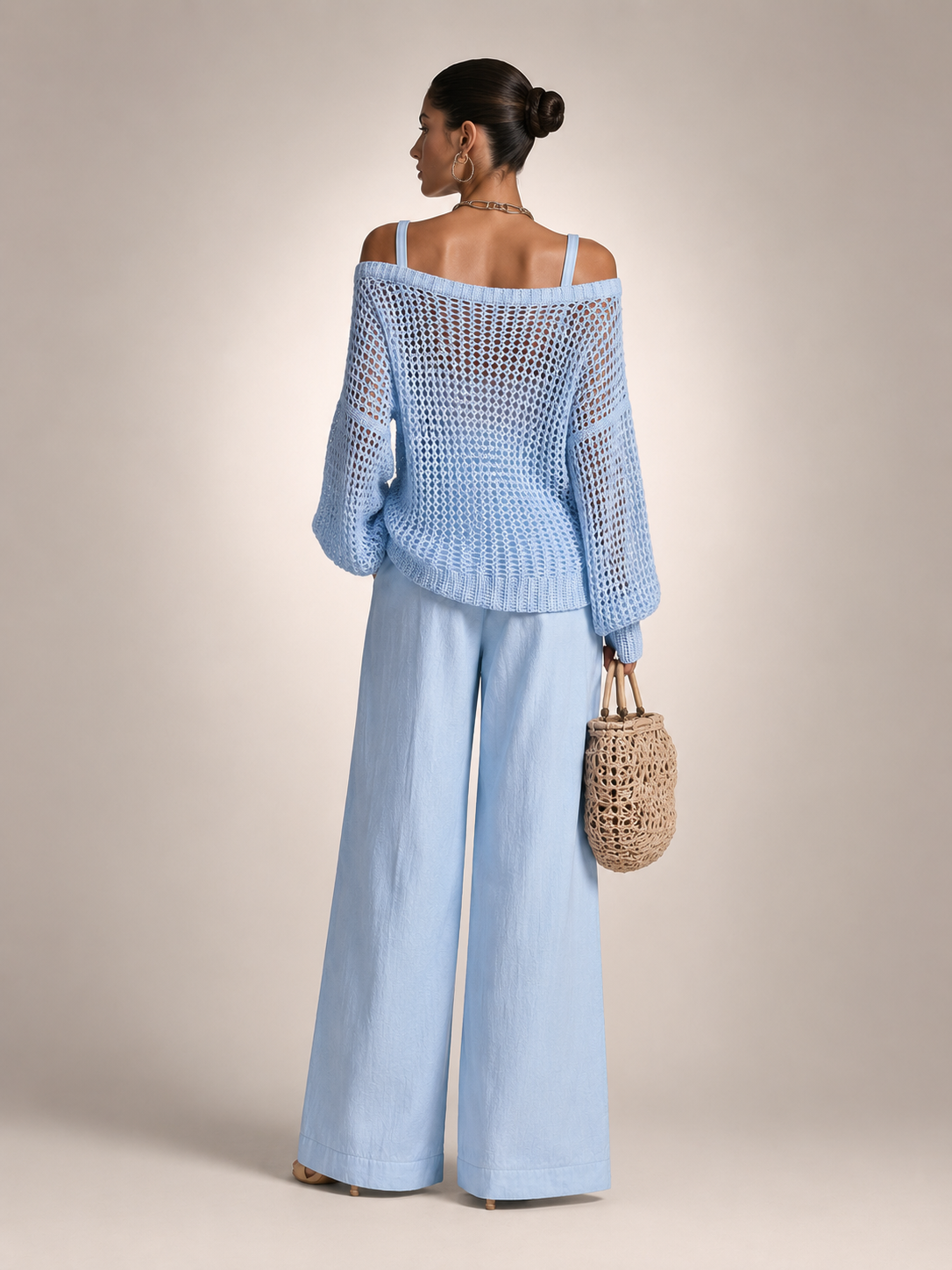 Herta | Conjunto de dos piezas off-shoulder con pantalón ancho