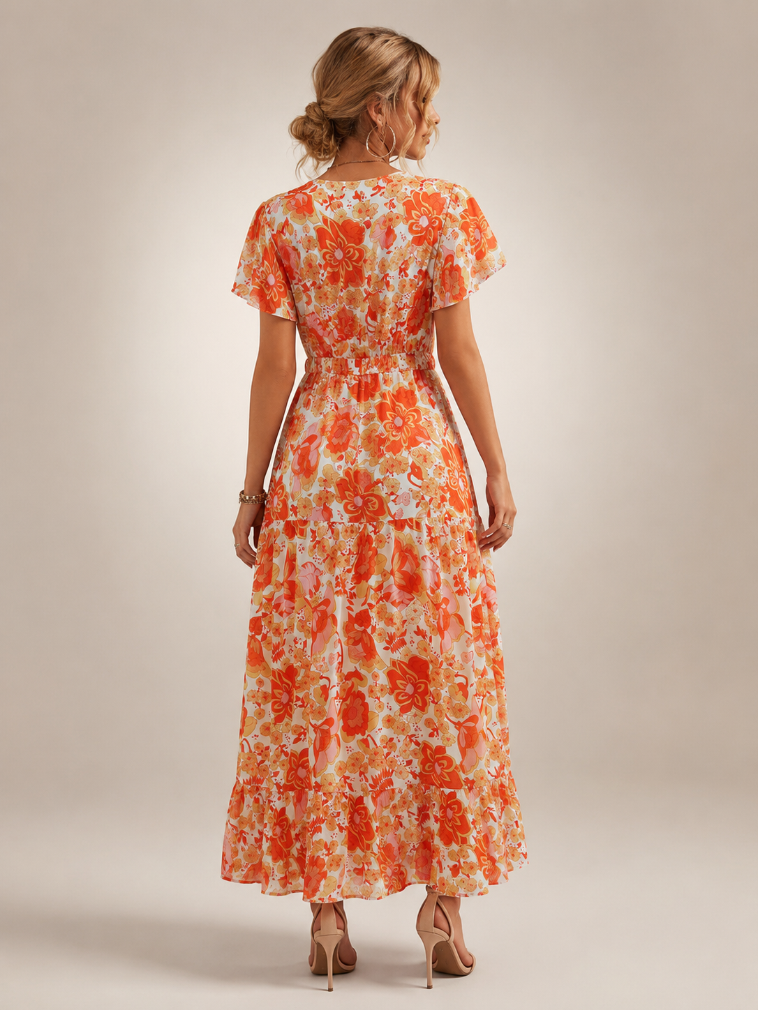 Dorothea | Vestido midi sin mangas con escote en V y volante