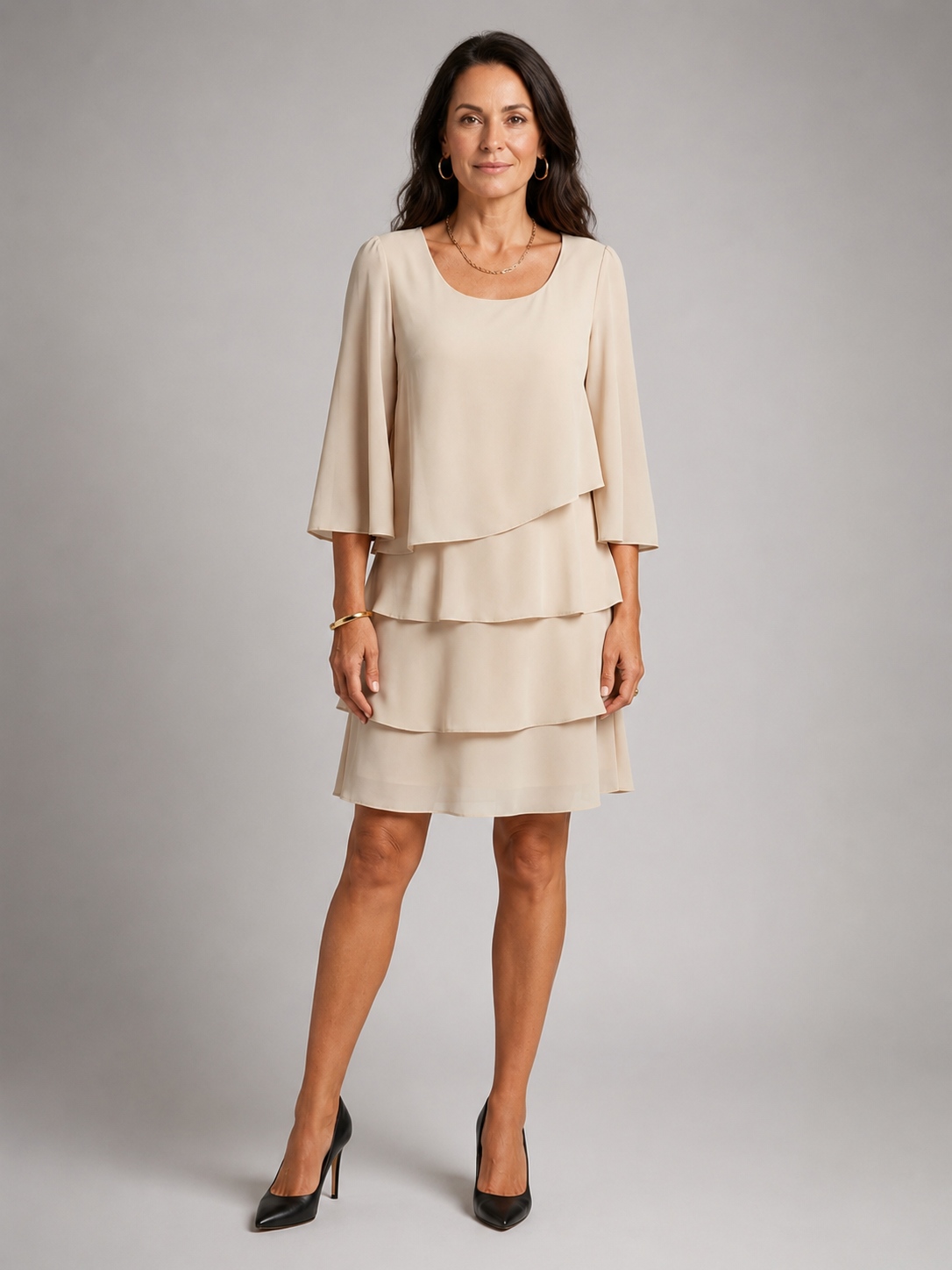 Elara | Vestido a la rodilla con mangas de volantes