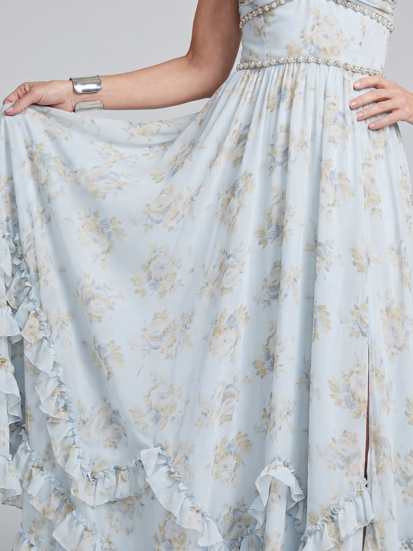 Mia | Vestido maxi floral con tirantes halter