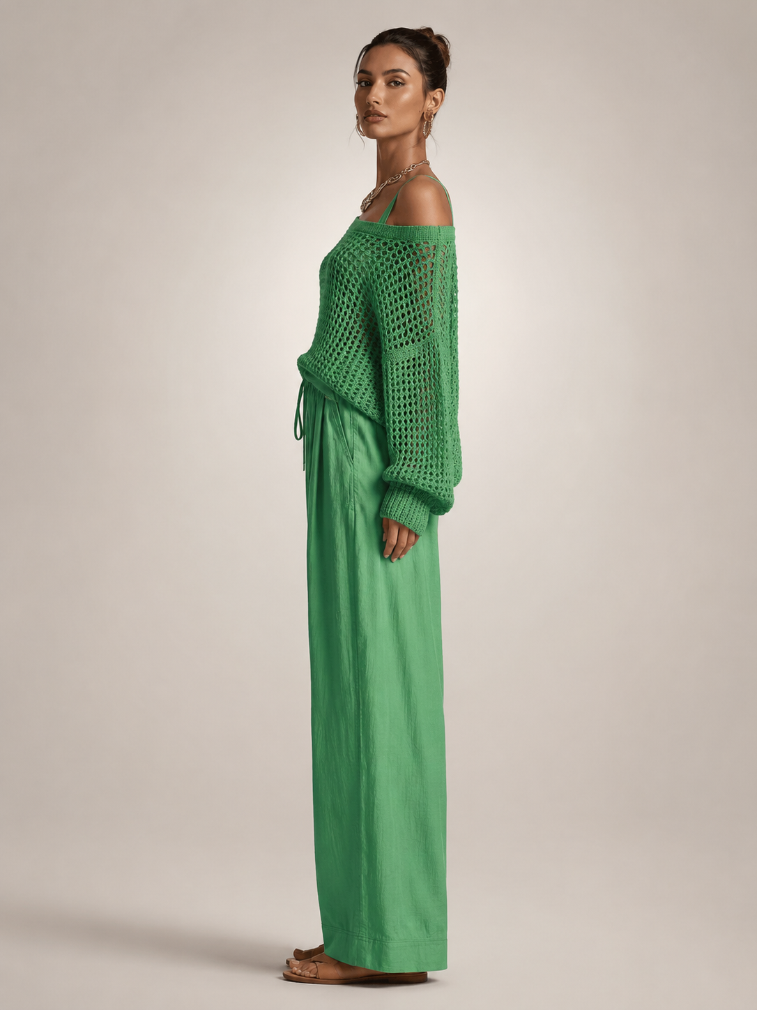 Herta | Conjunto de dos piezas off-shoulder con pantalón ancho