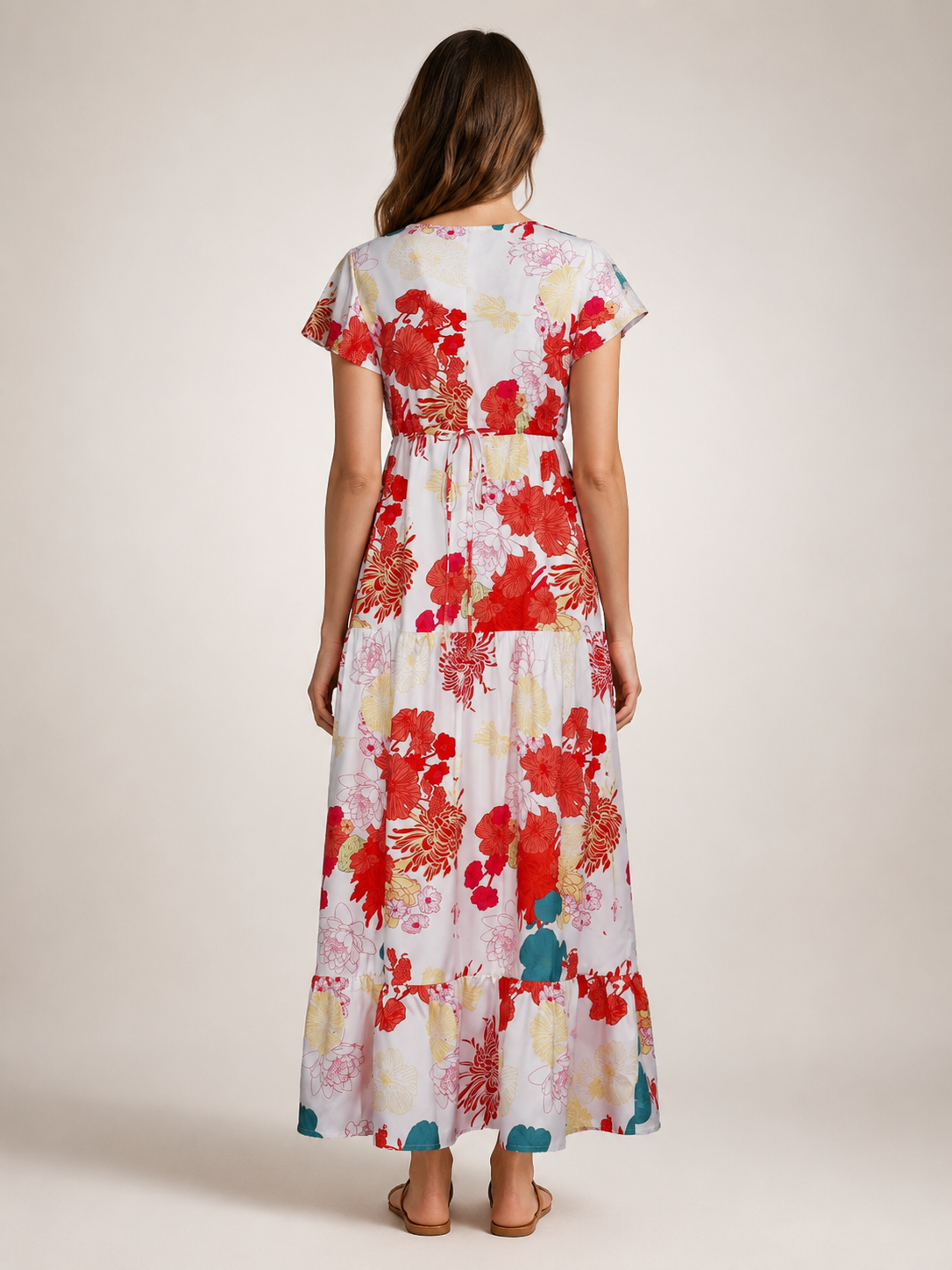 Dorothea | Vestido midi sin mangas con escote en V y volante