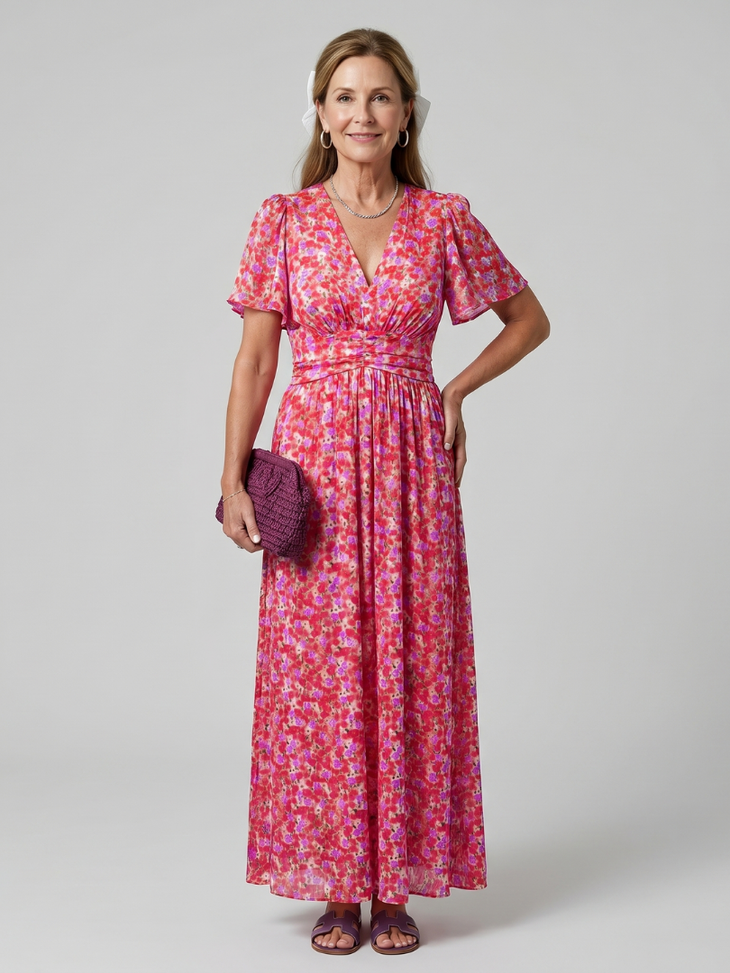 Hanna | Vestido midi con fino estampado de florecitas