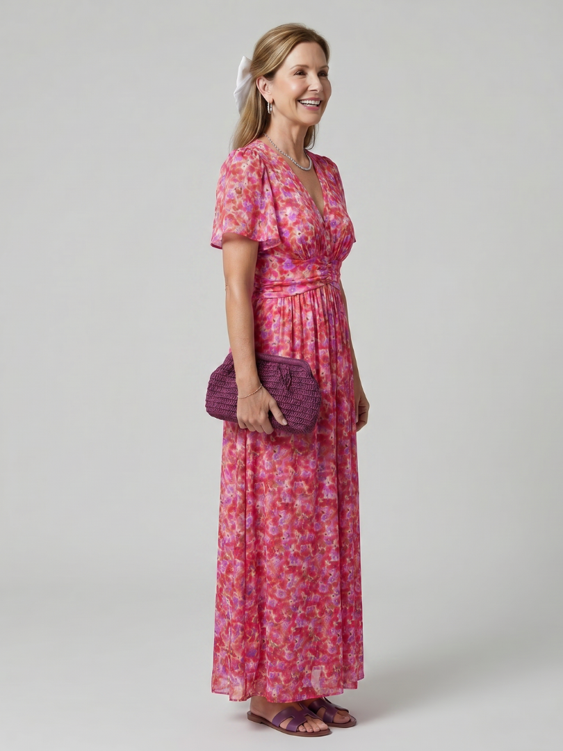 Hanna | Vestido midi con fino estampado de florecitas