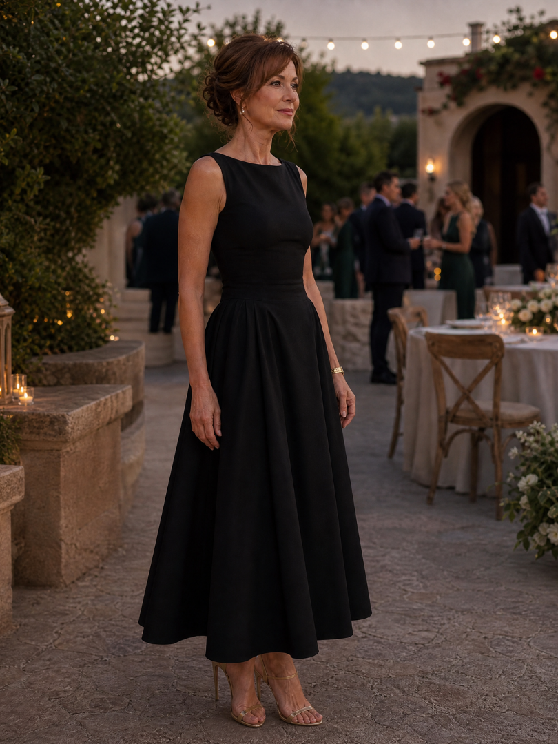 Gisela | Vestido midi sin mangas de corte entallado