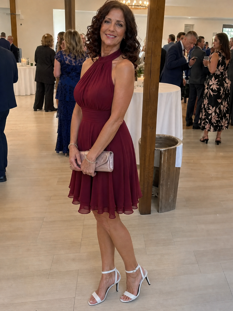Johanna | Vestido halter midi con bajo escalonado