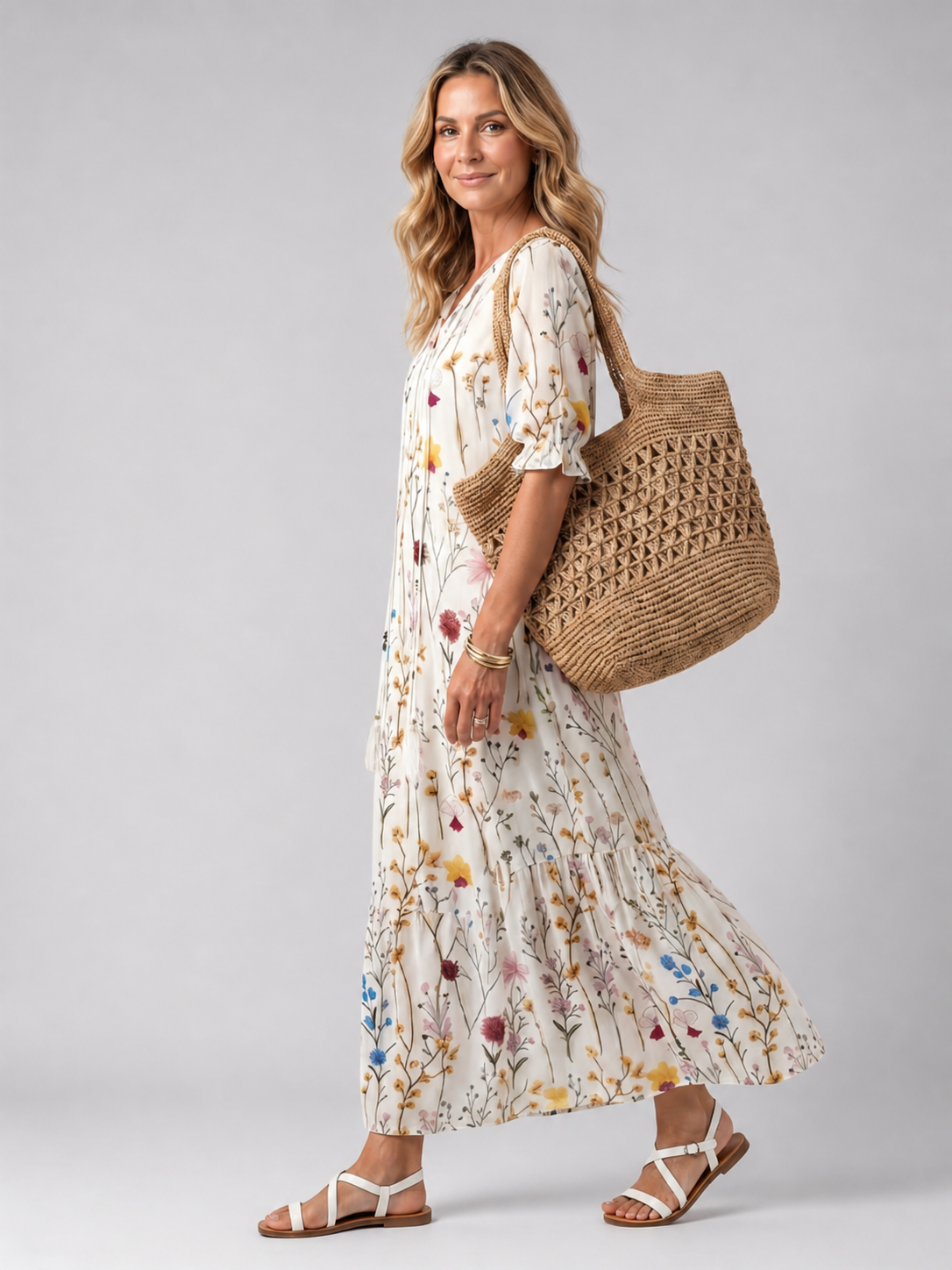 Manuela | Vestido midi con estampado botánico