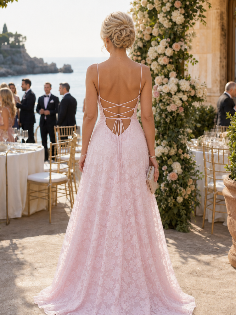 Liane | Vestido maxi de encaje con tirantes finos