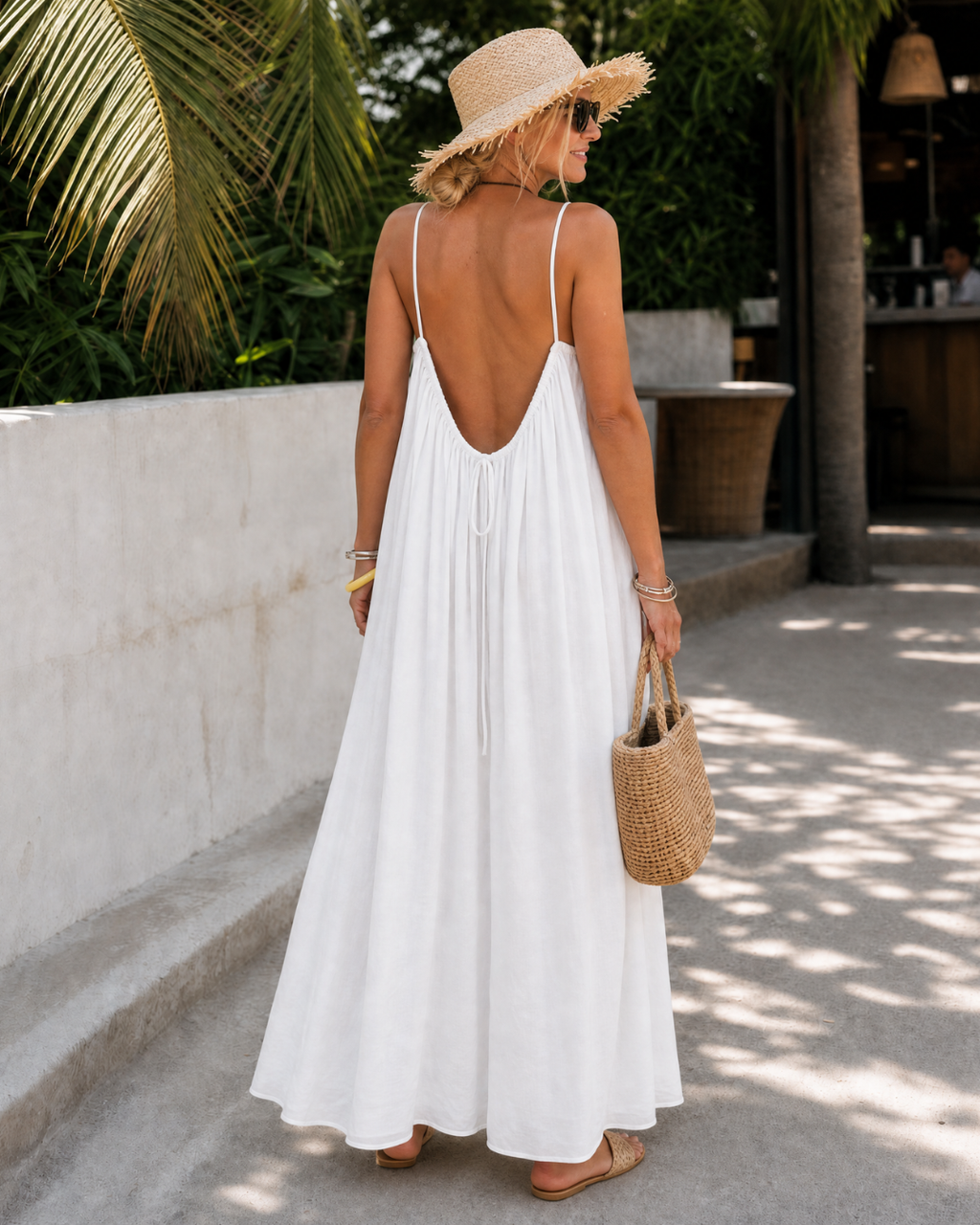 Amener | Vestido midi fluido sin mangas con tirantes