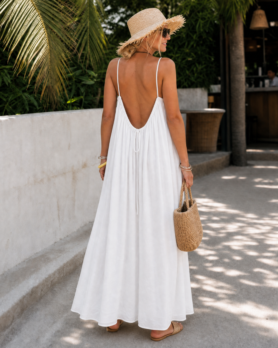 Amener | Vestido midi fluido sin mangas con tirantes