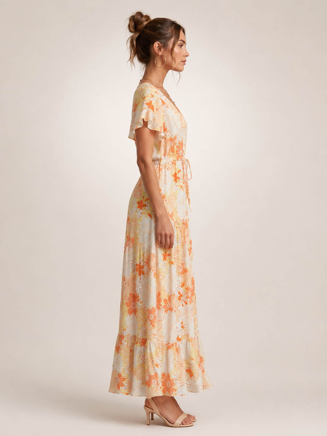 Dorothea | Vestido midi sin mangas con escote en V y volante