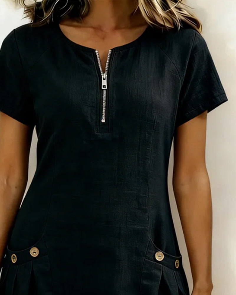 Elsera® | Vestido de algodón con cremallera