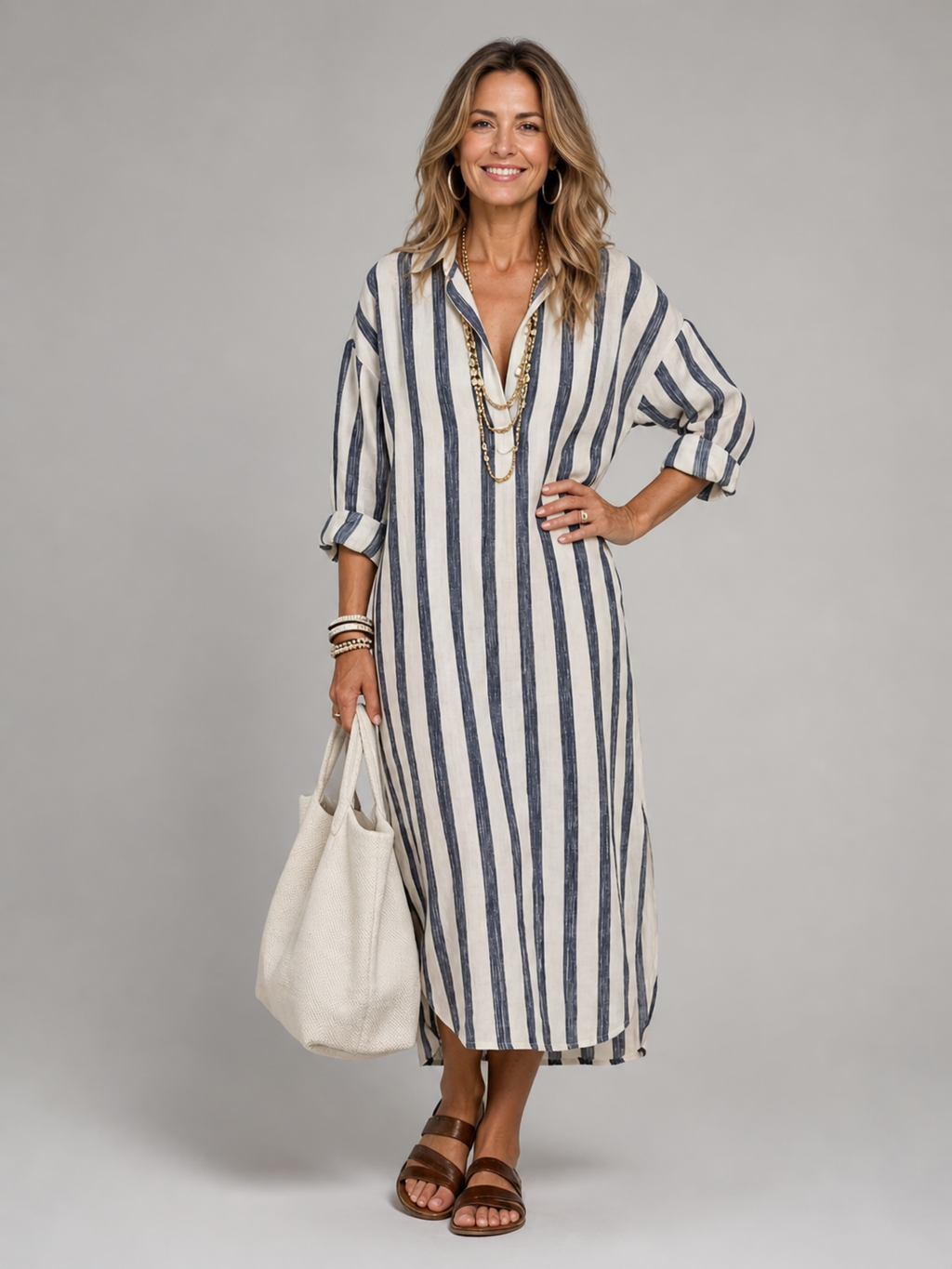 Alina | Vestido midi de rayas