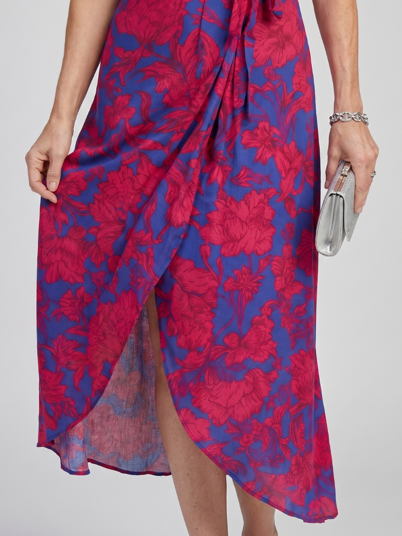 Lotte | Vestido midi cruzado floral de manga corta
