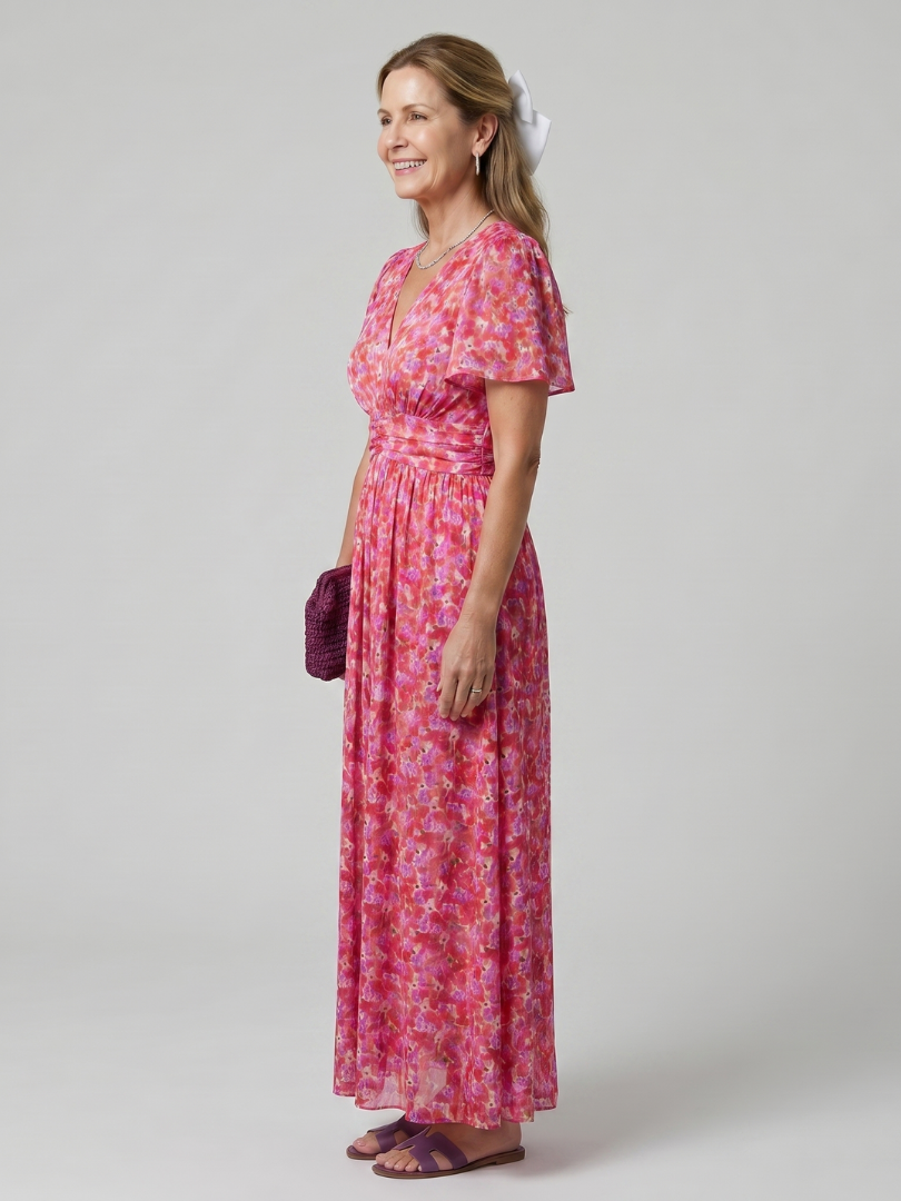 Hanna | Vestido midi con fino estampado de florecitas