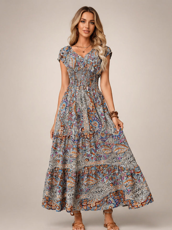 Ottilie, Vestido largo boho con estampado patchwork de Zelira